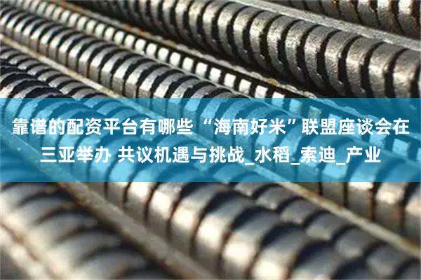 靠谱的配资平台有哪些 “海南好米”联盟座谈会在三亚举办 共议机遇与挑战_水稻_索迪_产业